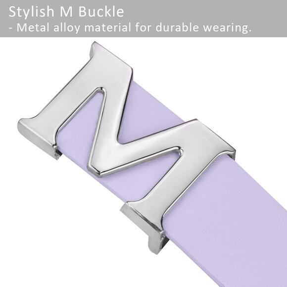 Fashion Leather Belts For Women, M Purple Belt With Removable Buckle 1637 - Picture 3 of 4
